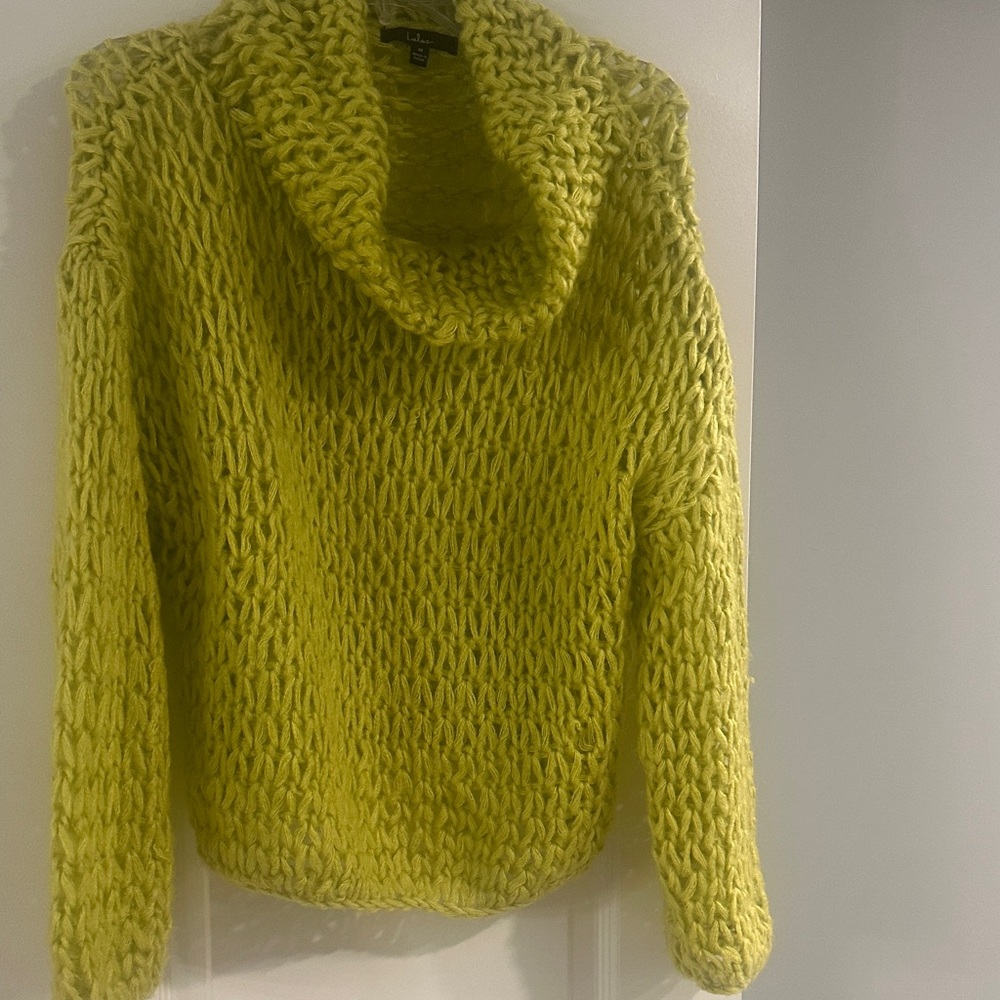 Lulu's Vibrant Yellow Cowl Neck Sweater